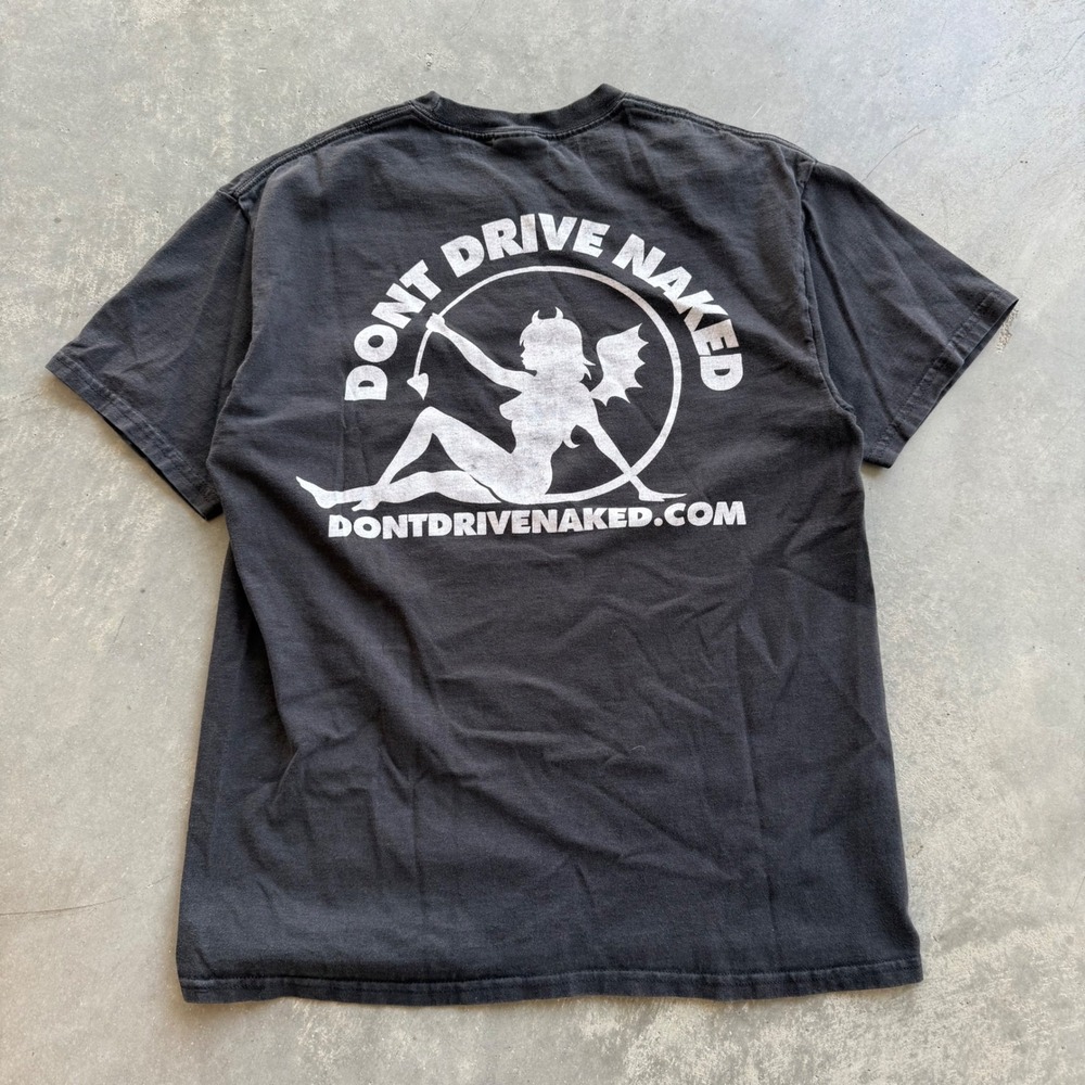 Vintage Port and Company Dont Drive Naked Graphic Pocket T-Shirt Mens M Black